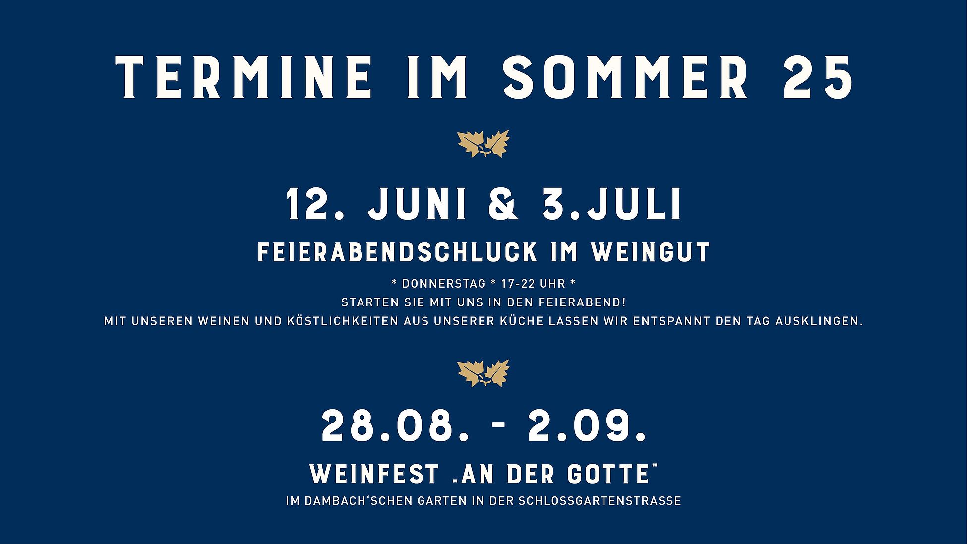 Unsere Veranstaltungen2025 - Weingut Dambach